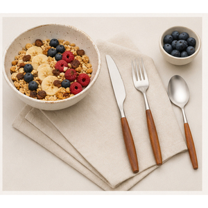 Juego de Cubiertos de Acero Inoxidable con Mango de Madera de Nogal Natural, Precio de Fábrica, Cubertería Premium para Hoteles de Lujo y Cocinas Domésticas - Product Image 2