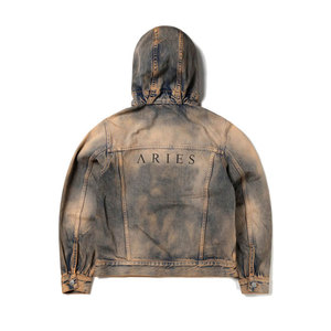 Men's Hooded Denim <b>Jacket</b> Regular Fit Washed Cotton Casual Autumn Solid Color Zipper Front Pocket Design Acid Wash Hoodie - Product Image 2