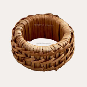 Servilleteros de ratán de bambú hechos a mano para el hogar, cocina, comedor, cenas y fiestas - Product Image 2