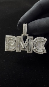 จี้ตัวอักษร BMC สร้อยคอแบบ unisex สไตล์ฮิปฮอป ชุบทอง 18K เงินแท้ประดับโมอิสซาไนต์ เครื่องประดับแฟชั่นทันสมัย ของขวัญ - Product Image 2