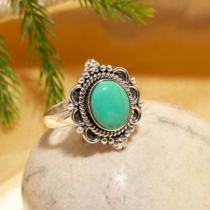 Handmade Steering Silver Silver Plated Arizona <b>Turquoise</b> Gemstone <b>Ring</b> Oval Shape Prong Setting For Fashion Jewelry Set & Women - Product Image 1