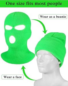 Masque Balaclava en tricot vert unisexe, couvre-tout le visage, pour adulte, respirant, imperméable, pour l'extérieur - Product Image 2