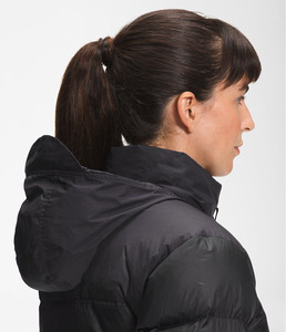 Blouson matelassé noir pour femme, col montant, fermeture éclair, coupe-vent, vêtement d'extérieur d'hiver, style décontracté, rembourrage en polyester 400g, tricoté - Product Image 4