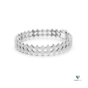 5.12 CT White <b>Gold</b> Round Lab Grown Diamond Bracelet in 18K <b>Solid</b> <b>Gold</b>, Geometric Cluster Link Statement Bracelet - Product Image 4