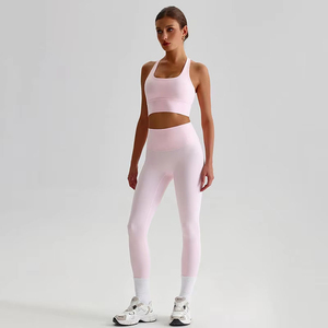 Women's Sleeveless Crop <b>Top</b> Bra Yoga Shorts Set Spandex/Nylon Breathable Drawstring Closure Custom Workout Wear - Product Image 3