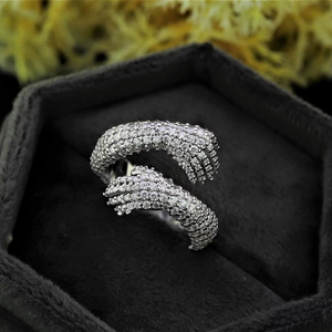 Bague Statement Unique en Forme de Main Givrée, Moissanite, Argent 925 Plaqué Or 14K, Bijou Classique de Luxe Hip Hop pour Femme, Tendance - Product Image 1