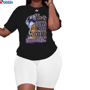 Conjunto de Camiseta y Pantalones Cortos Estampados, Ropa Casual Holgada, Personalizada, Nueva Moda de Verano, Conjunto de 2 Piezas para Mujer, Manga Larga - Product Image 1