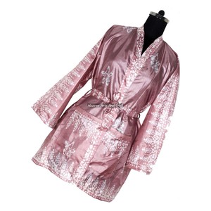 KS002 Kimono Sari Vintage de Seda Pura para Mujer, Estilo Abstracto, Talla Única Ajustable, Kimono Sari Corto de Seda Vintage para Mujer - Product Image 1