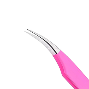 Pinzas Profesionales Curvas para Extensión de Pestañas, de Acero Inoxidable con Mango Rosa, para una Extensión Precisa - Product Image 3