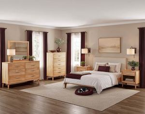 Minimalist Upholstered <b>Platform</b> <b>Bed</b> With Fabric Headboard Wood <b>Frame</b> Soft <b>Bed</b> Design - Product Image 5