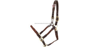 Halters en cuir de cheval de style équestre haut de gamme de meilleure qualité avec bandeau et muserolle rembourrés doux - Product Image 3