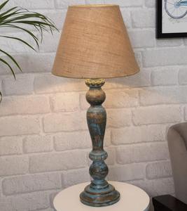Rustic Blue Wood <b>Table</b> <b>Lamp</b> with E26 <b>Base</b> for Living Room Decorative Lighting - Product Image 1