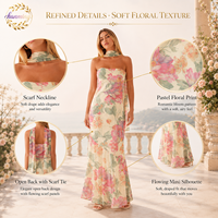 Robe tube en maille à imprimé floral pour femme - Tenue de soirée ou de mariage estivale.