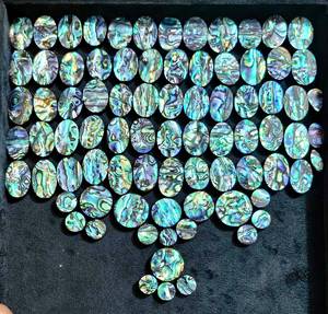 Coquillages d'ormeau naturels irisés en vrac, cabochons plats en coquille pour la fabrication de bijoux, pierres précieuses en vrac pour le bricolage - Product Image 1