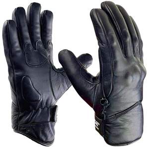 Guantes de cuero beige con pantalla táctil y detección de agujas, puño dividido, forro de cachemira, longitud hasta la muñeca, palma de grano suave - Product Image 3