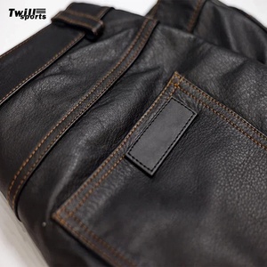 Pantalones de cuero ajustados a la moda para hombre, pantalones de cuero genuino de alta calidad para hombre, pantalones de cuero de piel de vaca al mejor precio - Product Image 6