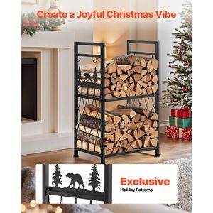 Porta Legna da Interno a 2 Livelli da 1,3 Piedi con Spazzola, Paletta, Paletta per Ceneri e Pinze - Set di Attrezzi e Accessori per Caminetto - Product Image 6