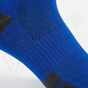 Blue <b>Knee</b> <b>High</b> <b>Socks</b> Solid Color Breathable Knitted Soccer Football <b>Socks</b> for Adults Regular Style - Product Image 5