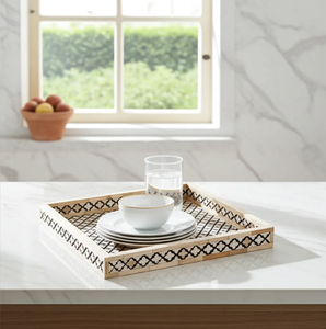 Elegant Modern Bone Inlay Tray High Quality Multi-functional Customized Home Decor Food-Safe Gift Decorative Wholesale Price - Product Image 5