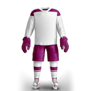 Custom Ice Hockey Jersey <b>White</b> Purple Solid Mesh <b>Fabric</b> Breathable Zipper Closure Adult Team Uniform - Product Image 1