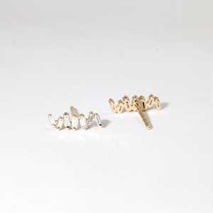 Boucles d'oreilles en diamant cultivé en laboratoire certifié IGI, 0,31 carat, taille baguette, or massif 10k 14k 18k, bijoux fins - Product Image 2