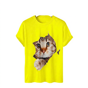 เสื้อยืดลำลองผู้ชาย ผ้าฝ้าย แขนสั้น คอกลม พิมพ์ลายรูปแมว ทรงปกติ ผ้าเจอร์ซีย์ - Product Image 2