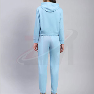 Women Tracksuit Set Hooded Sweatshirt and Jogger <b>Pants</b> Solid Color Casual Sportswear Full Sleeve Elastic Waist Breathable Cotton - Product Image 2