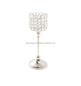 Portavelas de cristal hecho a mano, soporte de centro de mesa de boda pulido en níquel, otros candelabros, tarros de velas - Product Image 1
