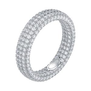 Anillo de Eternidad de Plata 925, Ligero, con Diamantes Cultivados en Laboratorio, Diseño de Racimo Redondo, Dos Tonos, Joyería de Boda, Anillo de Lujo para Regalo - Product Image 6