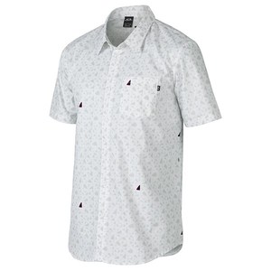 เสื้อเชิ้ตแขนสั้นสีขาวสำหรับผู้ชาย ทรงปกติ ผ้าถัก 100% โพลีเอสเตอร์ มีกระเป๋า โลโก้ด้านหน้า แห้งเร็ว - Product Image 3