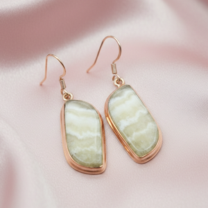 Boucles d'oreilles pendantes en agate rayée naturelle pour femmes, en argent 925 plaqué or rose et or jaune, bijoux faits à la main pour femme, petite amie, elle - Product Image 3