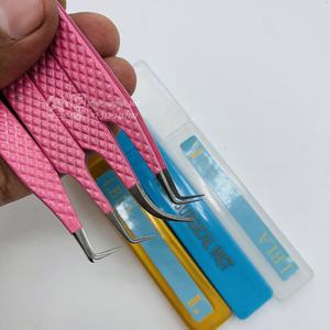 Pince à épiler professionnelle à 90 et 65 degrés de volume or et rose bébé pince à épiler d'extension de cils en acier inoxydable durable - Product Image 5