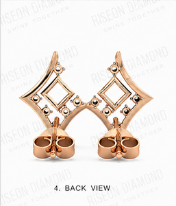 Contemporary geometric diamond <b>stud</b> earrings with open square center and asymmetric frame of brilliant round diamonds for modern - Product Image 5