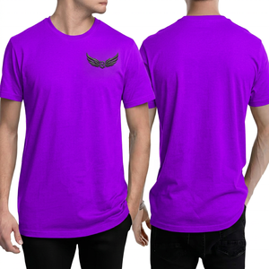 Camiseta Negra de Manga Corta para Hombre con Logotipo de Ala Bordado, Cuello Redondo, Estilo Casual - Product Image 6
