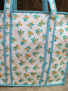 Bolsa de Mano de Algodón Acolchada Hecha a Mano con Cierre de Cremallera y Bordado, Bolsa de Compras Reutilizable Ecológica para Mujer - Product Image 6