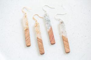 Handmade Natural <b>Resin</b> & Wood Drop Earrings for Women Lightweight Boho Dangle Natural Pearl Party Jewelry Gift - Product Image 4