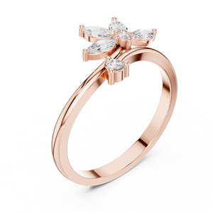 Anillo de Hoja con Diamantes Marquise Inspirado en la Naturaleza en Oro Rosa de 18k, Elegante Anillo Floral para Mujer - Product Image 4