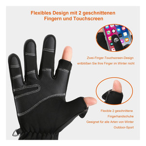 Gants de cyclisme d'hiver pour hommes, imperméables, thermiques, compatibles écran tactile, à doigts entiers, avec fermeture éclair, pour le cyclisme et les sports de plein air - Product Image 6