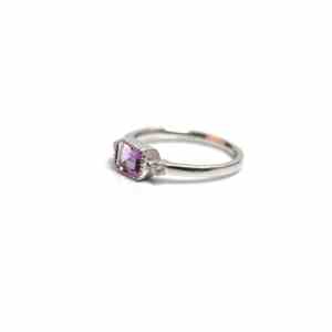 Anillo de Amatista Natural en Plata de Ley 925 con Oro Blanco, Joyería Elegante de Amatista Púrpura para Bodas y Fiestas de Febrero - Product Image 6