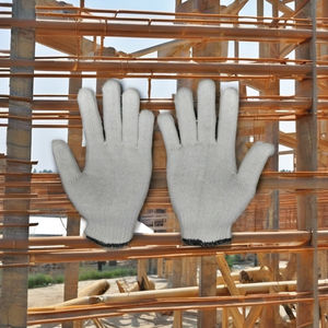 Les mieux notés TM blanc naturel Protection du travail chaud hiver coton non enduit froncé manchette texturé gants 40g atelier sans couture - Product Image 2