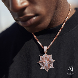Colgante de Plata 925 Bañado en Oro Rosa con Moissanita y Diseño de Telaraña Iced Out Estilo Hiphop para Joyería de Fiesta Unisex y Regalo - Product Image 5
