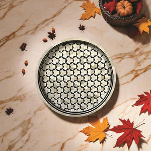 Plateau de service unique en son genre, fait à la main, incrusté de nacre, avec poignées, passe au lave-vaisselle et au micro-ondes, finition polie, Falak World Export - Product Image 1