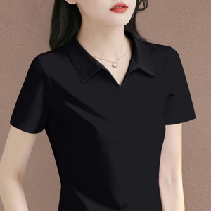 OEM Customized Logo Design Women's Polo Shirt V-<b>neck</b> Short-sleeved T-shirt Ladies Summer New Style Stylish Casual POLO T-SHIRT - Product Image 5