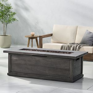 Brasero rectangulaire extérieur en béton MgO de 56 pouces, 50 000 BTU, gris, motif bois, couvercle de réservoir non inclus - Product Image 3