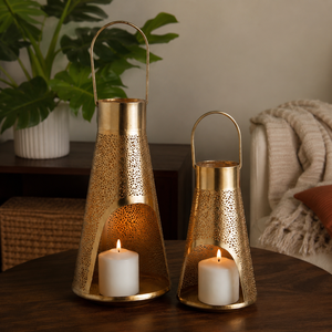 Vintage Decorative Metal <b>Lantern</b> Candle Holder Set Rustic <b>Hurricane</b> <b>Lanterns</b> For Living Room Patio Decoration - Product Image 2