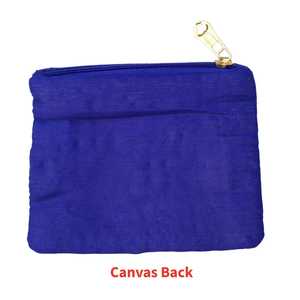 Porte-monnaie rectangulaire artisanal en coton brodé, motif crabe perlé bleu, avec fermeture éclair, objet d'art et de collection - Product Image 5