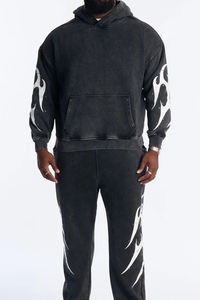 Sweat à capuche streetwear pour homme, personnalisé par le fabricant, avec patch brodé, effet délavé, appliqué, peint à la main, effet éclaboussures, fermeture éclair - Product Image 3