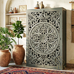 ตู้เสื้อผ้าไม้เนื้อแข็งทำมือสไตล์บ้านไร่แบบอินเดีย เป็นมิตรกับสิ่งแวดล้อม สำหรับห้องนอน - Product Image 1