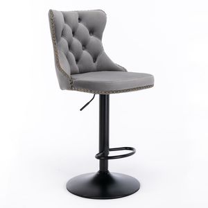Sgabelli da Bar Moderni Imbottiti A a Furniture, Girevoli in Velluto, Altezza Regolabile 25-33 Pollici, Base da 17,7 Pollici - Product Image 4