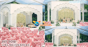 Magnifique Mandap Jodha Akbar au thème Grand Golden, décoration Haveli en bois époustouflante pour mariages indiens, Édition 2026, Événement Australie - Product Image 5